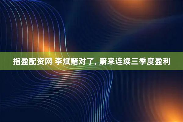 指盈配资网 李斌赌对了, 蔚来连续三季度盈利
